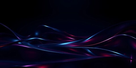 Poster - Abstract dark background with glossy, reflective surfaces, creating depth and mystery,  metal,  elegant