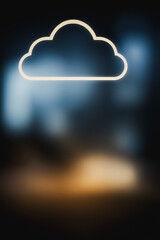 Poster - Glowing Cloud Icon: An icon of cloud with subtle glow in dark color to show it represent storing data online, conveying a sense of possibility.