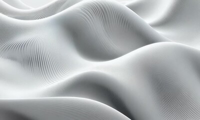 Fototapete - 
Abstract white background with a wavy texture, a 3D rendering illustration of elegant lines and waves for a design element, a banner template.