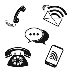 Vintage and modern communication icons telephone mobile phone