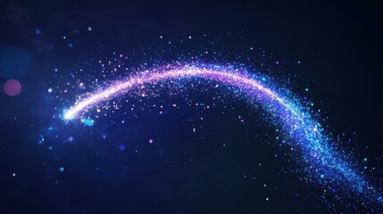 Fototapete - Ethereal light trails in blue and purple against dark background