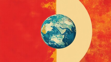 Poster - Dramatic depiction of planet Earth in abstract digital art