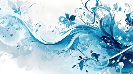 Poster - Abstract swirling blue and white design with snowflakes