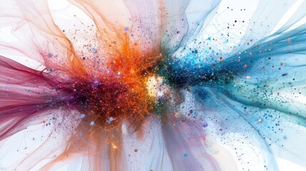 Fototapete - Abstract network connections in vibrant digital space