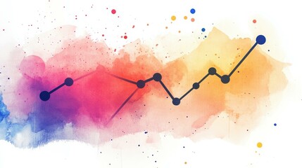 Poster - Abstract data graph with colorful watercolor background