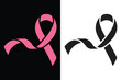 © Design Everytime - Pink ribbon symbol for breast cancer awareness on black and white backgrounds silhouette