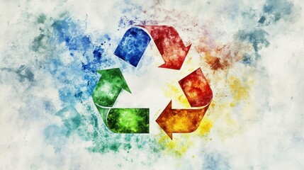 Poster - Colorful abstract recycling symbol on artistic background