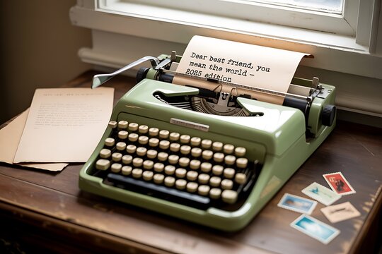 Vintage Typewriter Writes Best Friend Message 2025 Edition