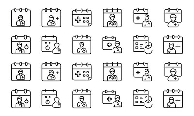 Poster - Medical appointment scheduling and planning icons representing doctors appointments and healthcare management concepts