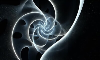 Fototapete - Abstract blue and white wavy lines on a black background. Abstract smoke or wind effect with a blurred light for design. Realistic photo. Copy space, high quality. 