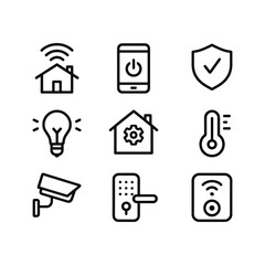 Poster - Home automation vector icon set. Outline symbols. Line design