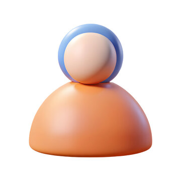3D Minimalist User Icon isolated on transparent background