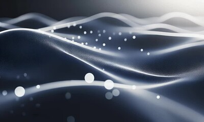 Fototapete - Abstract blue and white wavy lines on a black background. Abstract smoke or wind effect with a blurred light for design. Realistic photo. Copy space, high quality. 