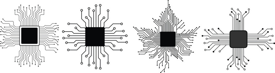 Poster - Circuit board or electronic motherboard. lines and dots connect. Vector technology data. 