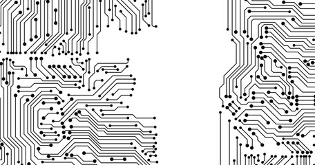 Poster - Black texture background of printed circuit board. Computer technology background. Information tech. Space for text.