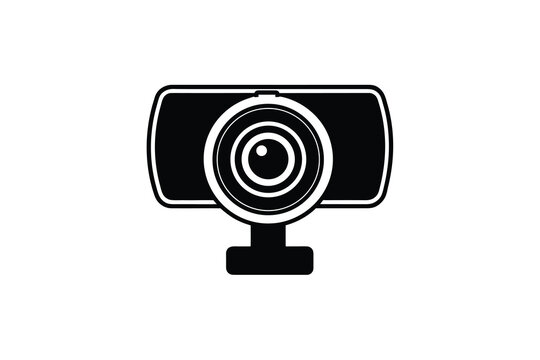 Webcam Device Illustration Depicting Video Communication Technology and Online Meetings in a Simple Silhouette Style silhouette