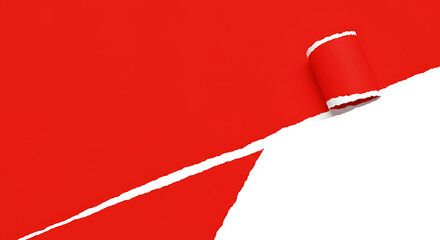 Leinwandbilder - Bright Red Paper with Torn Edge Revealing Black Background Ideal for Graphic Design and Creative Projects High Resolution