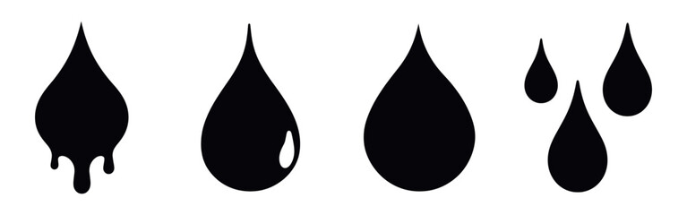 Poster - Black liquid drop silhouettes, isolated element set vector