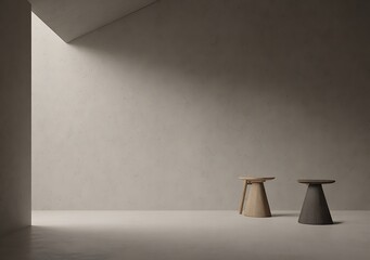 Aufkleber - Two unique stools in minimalist setting
