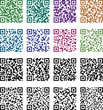 © V1oleta - Collection of colorful and black QR code vector icons for scanning, digital access, marketing, and smart product labeling in modern flat style