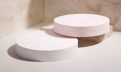 Aufkleber - Pink geometric product display with marble