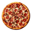 © Dipta - Deliciously topped pepperoni and ground beef pizza with melted mozzarella cheese isolated on transparent background