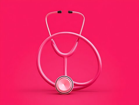 Pink stethoscope on pink background