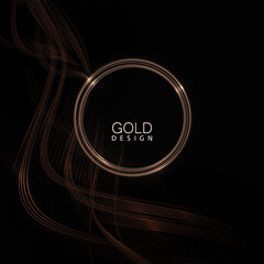 Wall Mural - Sophisticated copper design with isolated round shiny frame and wavy ribbons.