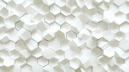 Poster - Abstract geometric hexagonal background design in clean white tones for modern aesthetics, White geometric hexagonal abstract background Seamless 3D render