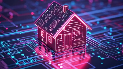 Poster - Exploring modern smart home systems with advanced digital technology in a vibrant and isolated background, Isolated background smart home, modern systems, background technology digital board