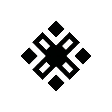 A black and white design with a cross in the center