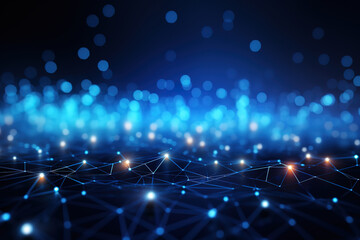 Fototapete - Sophisticated representation of a blue digital landscape with a focus on technology concepts