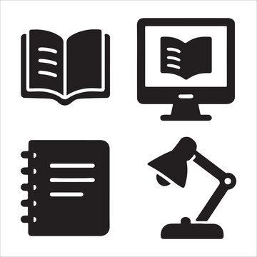 Glossy 3D vector computer icons set for web, office, and business document designs