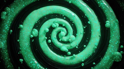 Poster - Abstract swirling patterns of glowing green liquid.