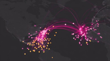 Aufkleber - Network of transportation routes across the americas.