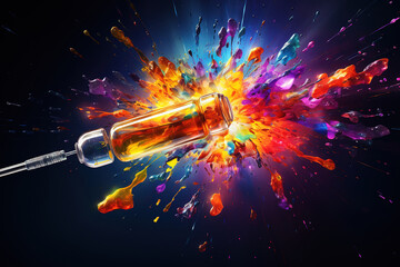 Wall Mural - Medical syringe and medicine vial in clinical setting for injection