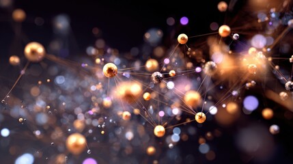 Aufkleber - Abstract interconnected spheres in a dark background.
