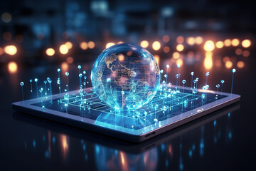 Poster - Global medical network on tablet with healthcare connections and technology