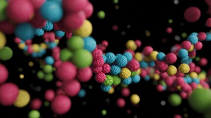 Poster - Colorful abstract spheres in a dynamic arrangement.