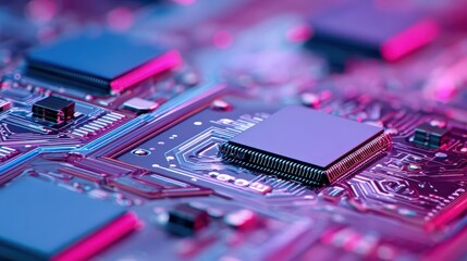 Poster - Close-up view of a circuit board with integrated circuits.