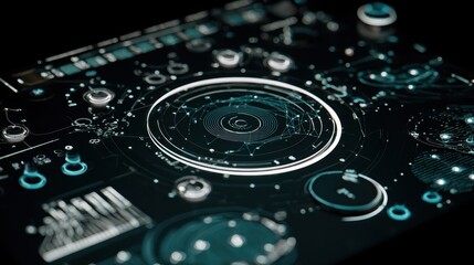 Poster - Close-up view of a futuristic digital control panel.