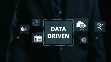 Poster - Data-driven decision-making empowers business through analytics, datum collection, and AI systems. Data driven tools support cloud data processing and data visualization across datum platforms. Elide