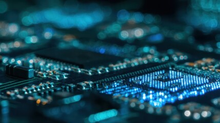 Aufkleber - Close-up view of a complex electronic circuit board.