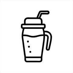 Poster - Isolated drink container with straw outline silhouette vector illustration