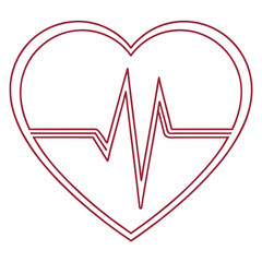 Poster - Heart shape electrocardiogram pulse line symbol silhouette vector illustration