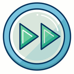 Poster - Forward button with arrows in blue circle silhouette vector illustration
