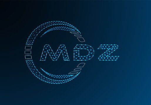 MDZ low poly letter logo vector design. MDZ lower poly logo design. Low poly logo.