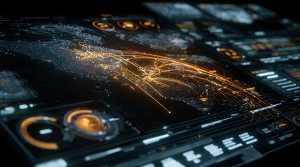 Aufkleber - Global data visualization on a technological interface.