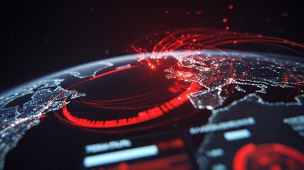 Aufkleber - Global network connections visualized on a detailed earth map.