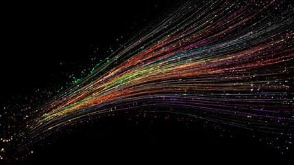 Poster - Colorful streaks of light on a black background.